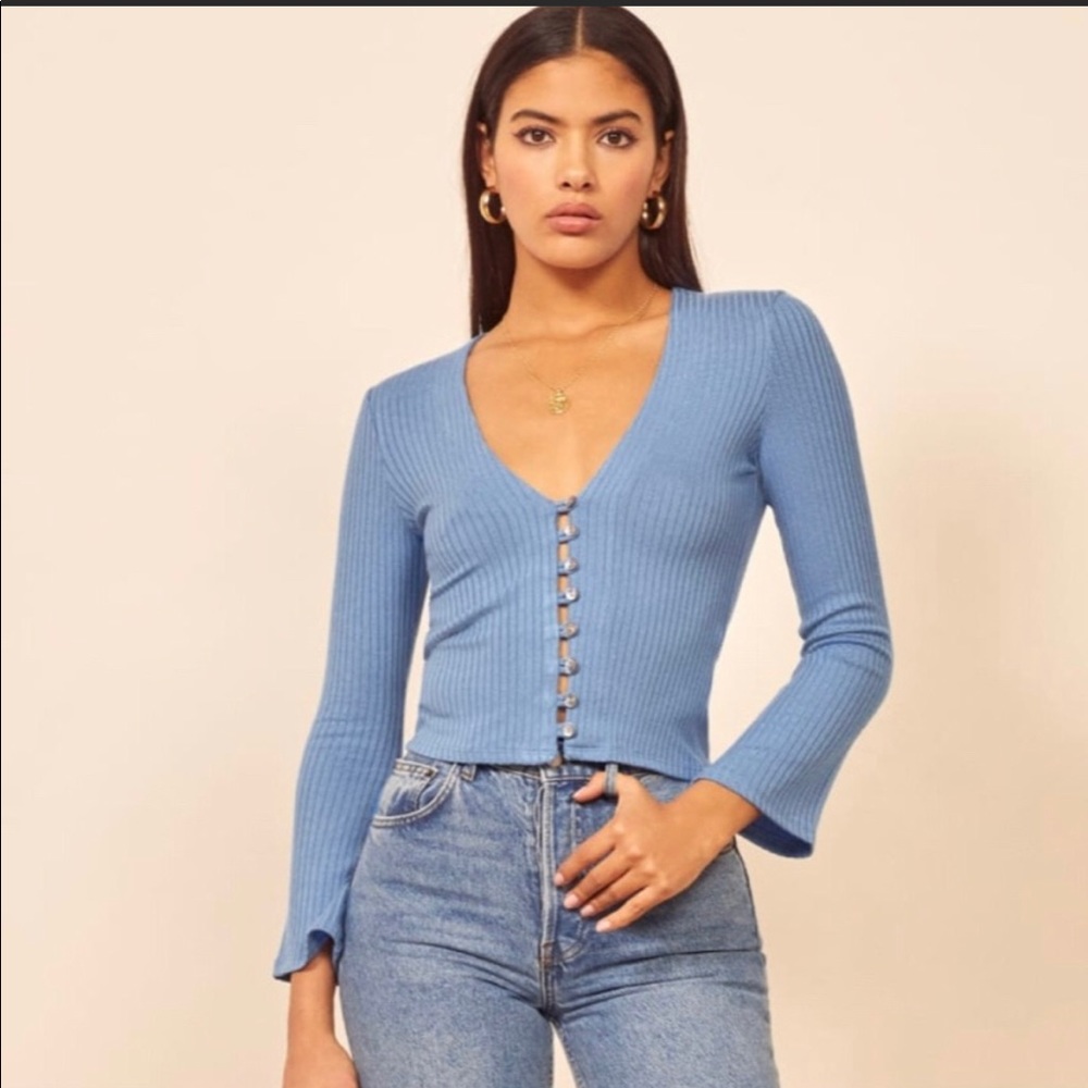 Reformation gellar knit top - blue